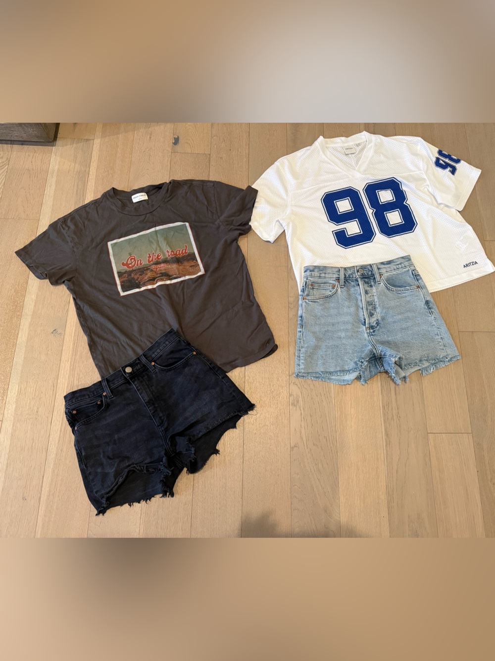 Aritzia - denim Forum Jean shorts & tops summer sets